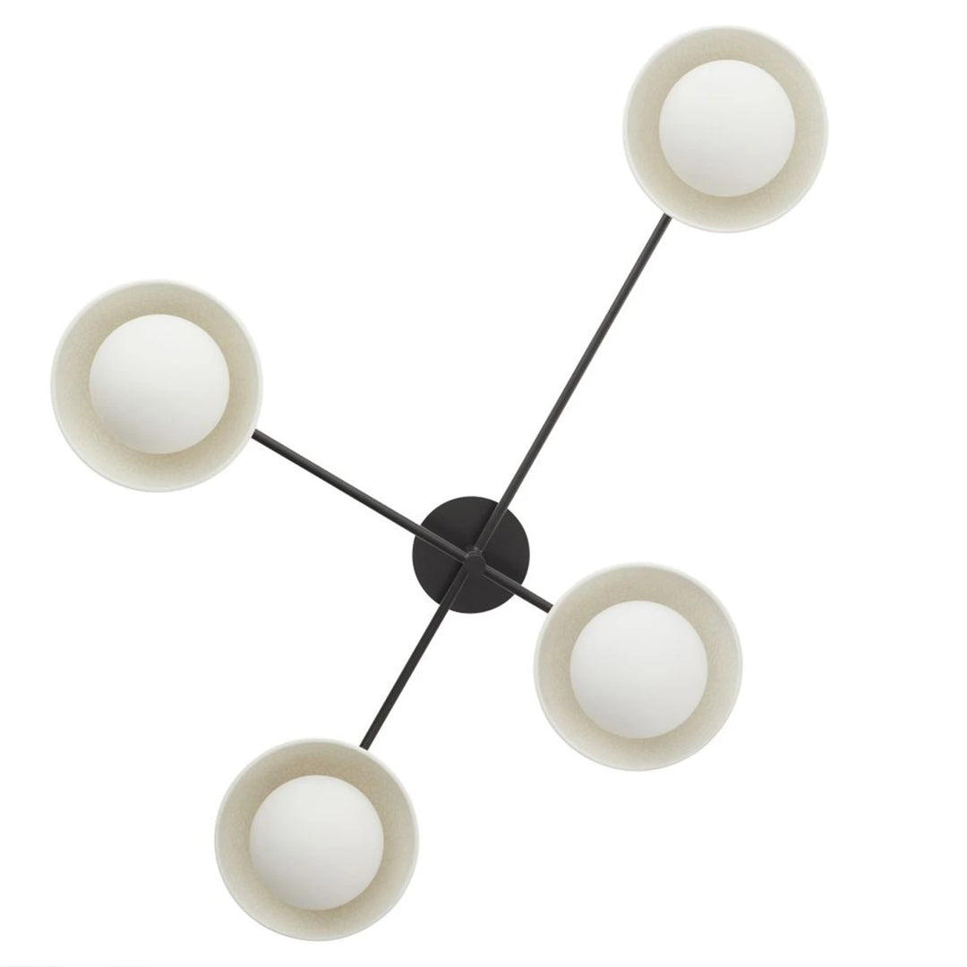 Glaze 4 Large Semi-Flush - Ivory Stained Crackle & Blackened Steel