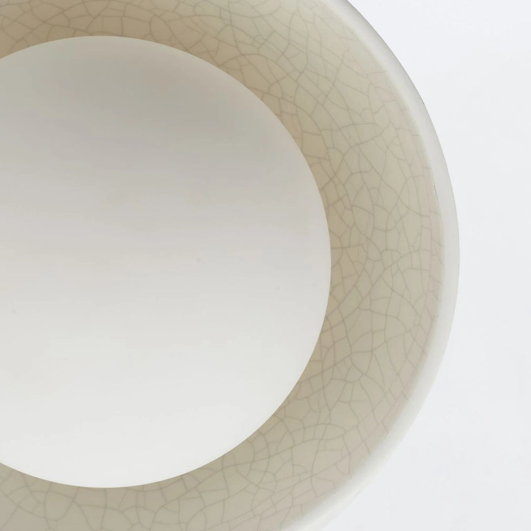 Glaze 4 Large Semi-Flush - Ivory Stained Crackle & Blackened Steel