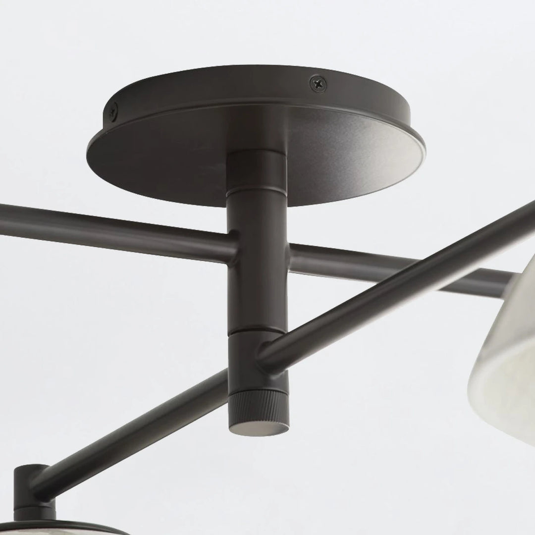 Glaze 4 Large Semi-Flush - Ivory Stained Crackle & Blackened Steel