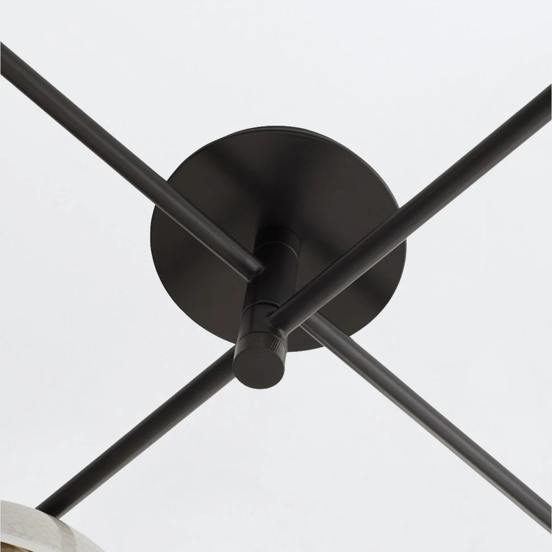 Glaze 4 Large Semi-Flush - Ivory Stained Crackle & Blackened Steel