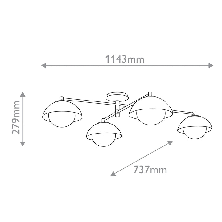 Glaze 4 Large Semi-Flush - Ivory Stained Crackle & Blackened Steel