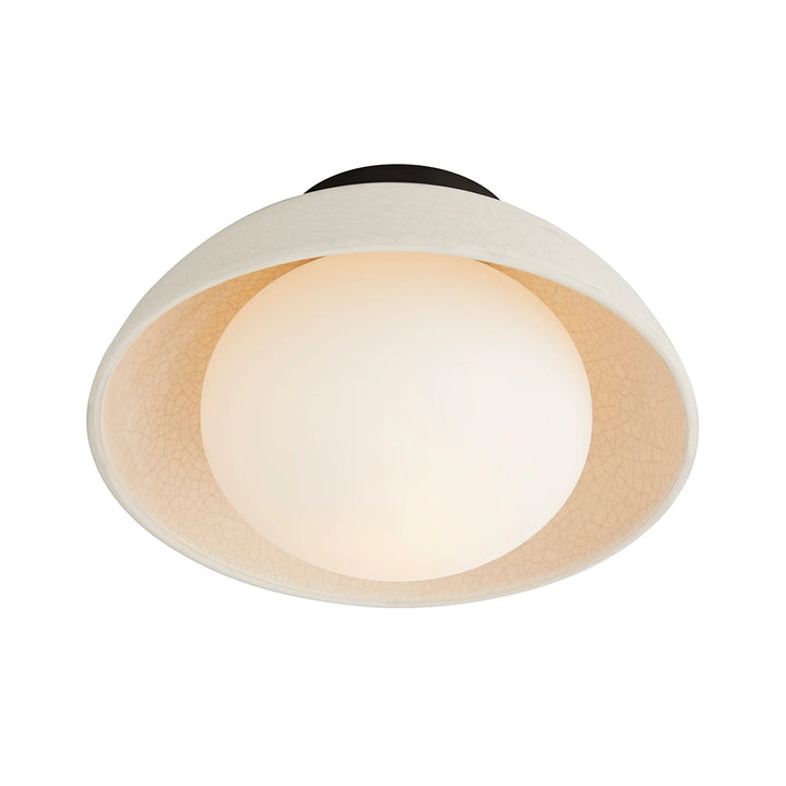 Glaze 1 Ceiling Flush - Ivory Stained Crackle & Blackened Steel