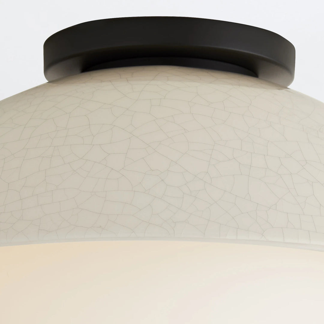 Glaze 1 Ceiling Flush - Ivory Stained Crackle & Blackened Steel