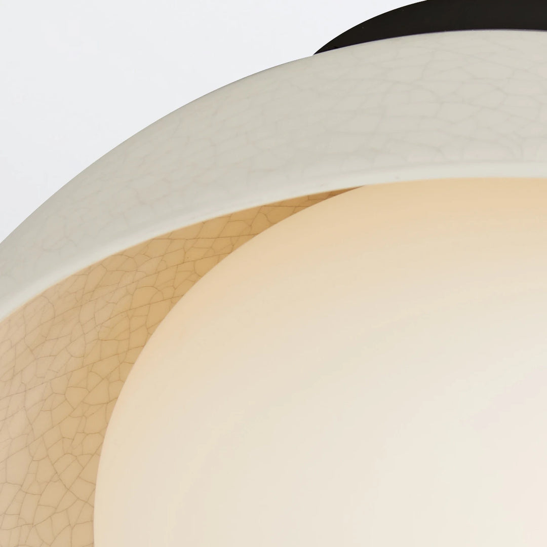Glaze 1 Ceiling Flush - Ivory Stained Crackle & Blackened Steel