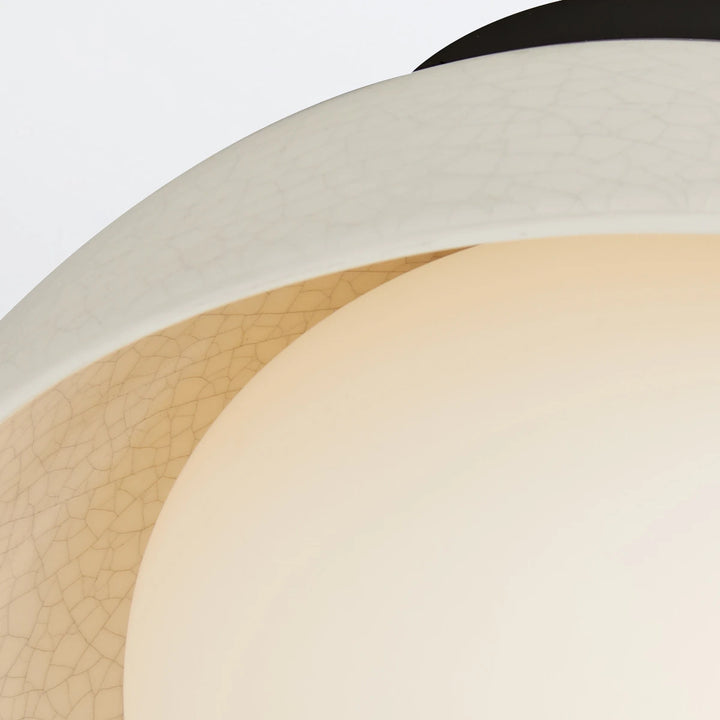 Glaze 1 Ceiling Flush - Ivory Stained Crackle & Blackened Steel