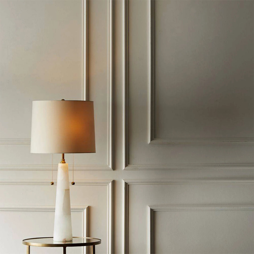 Sidney 2 Table Lamp - White Alabaster & Antique Brass