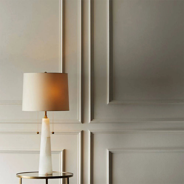 Sidney 2 Table Lamp - White Alabaster & Antique Brass