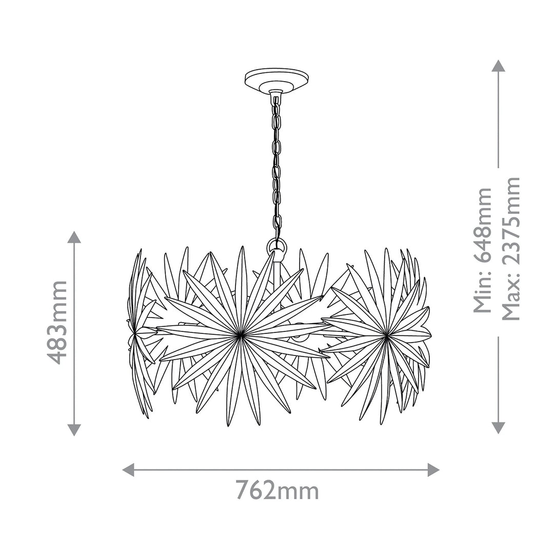 Bismarkia 6 Small Chandelier - Gesso White