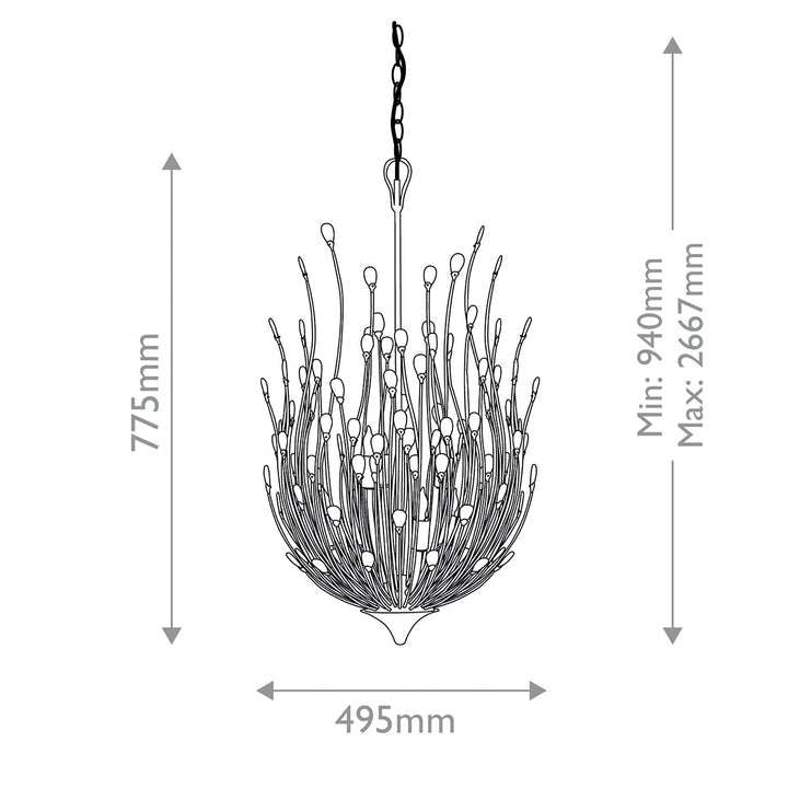 Delphos 6 Chandelier - Contemporary Gold