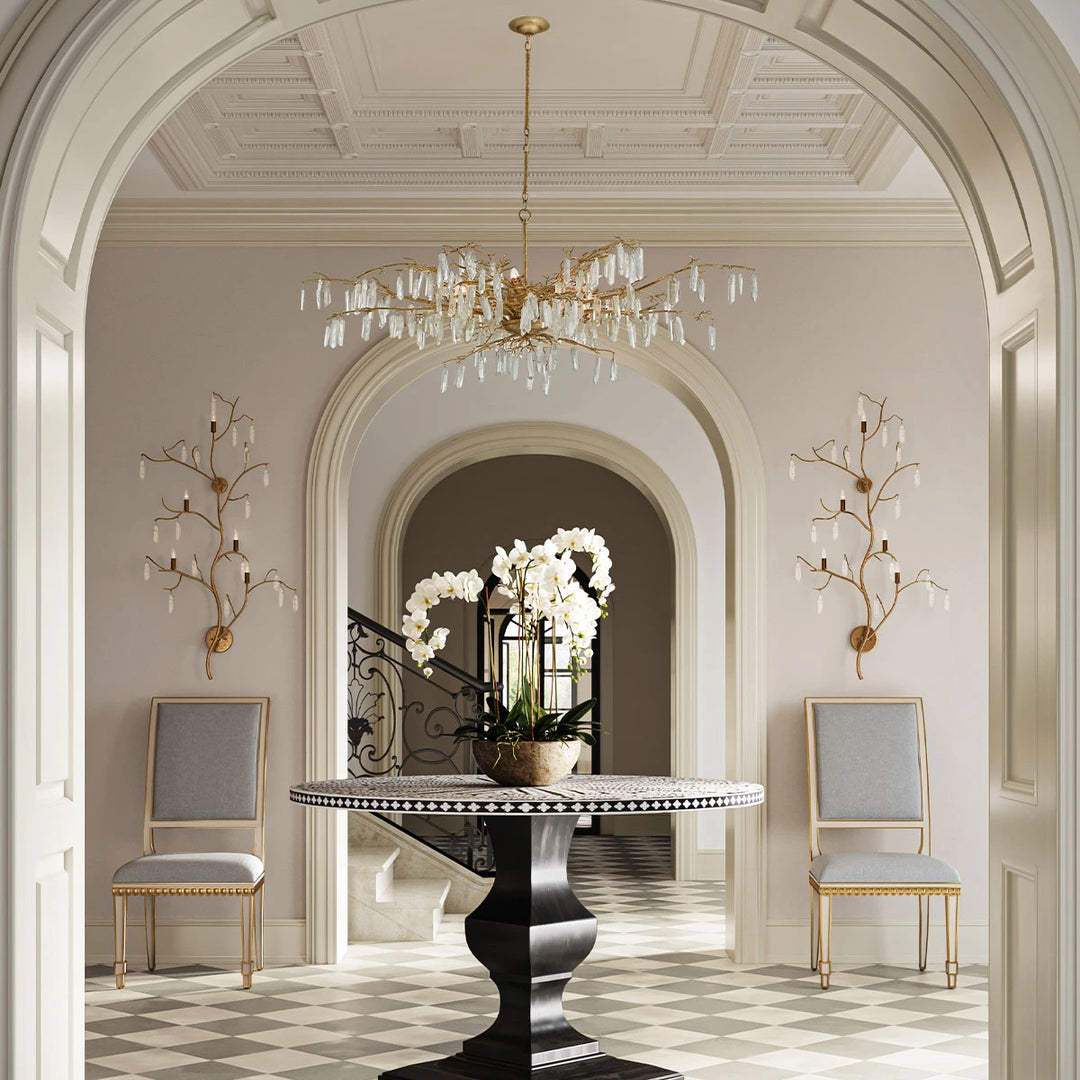 Forest Dawn 8 Chandelier - Washed Lucerne Gold