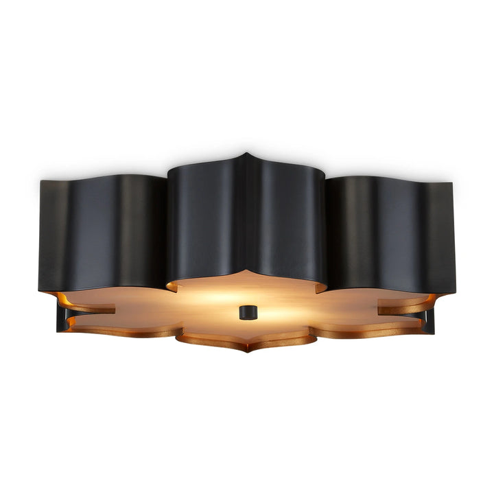 Grand Lotus 3 Flush - Contemporary Gold & Faux Alabaster