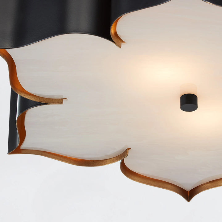 Grand Lotus 3 Flush - Contemporary Gold & Faux Alabaster