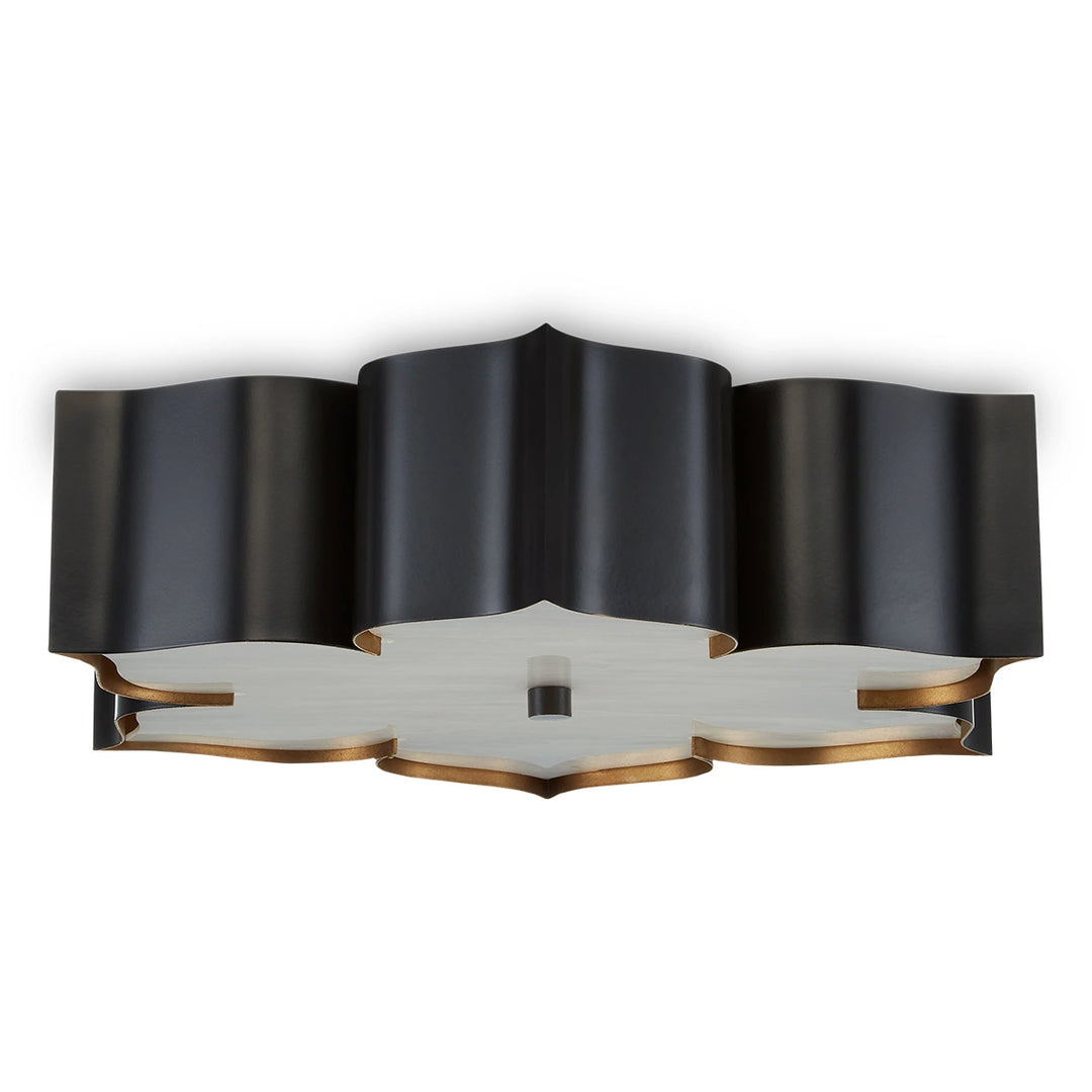 Grand Lotus 3 Flush - Contemporary Gold & Faux Alabaster