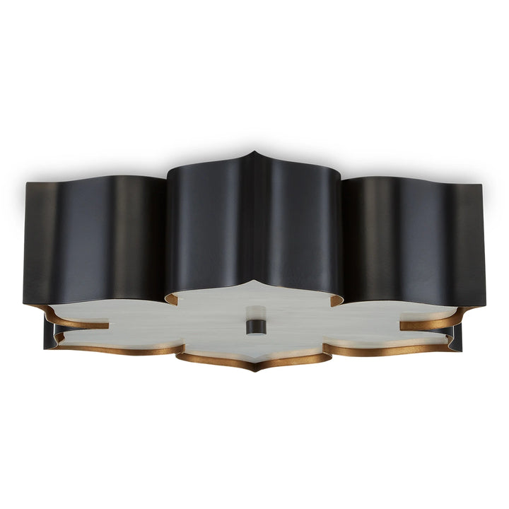 Grand Lotus 3 Flush - Contemporary Gold & Faux Alabaster