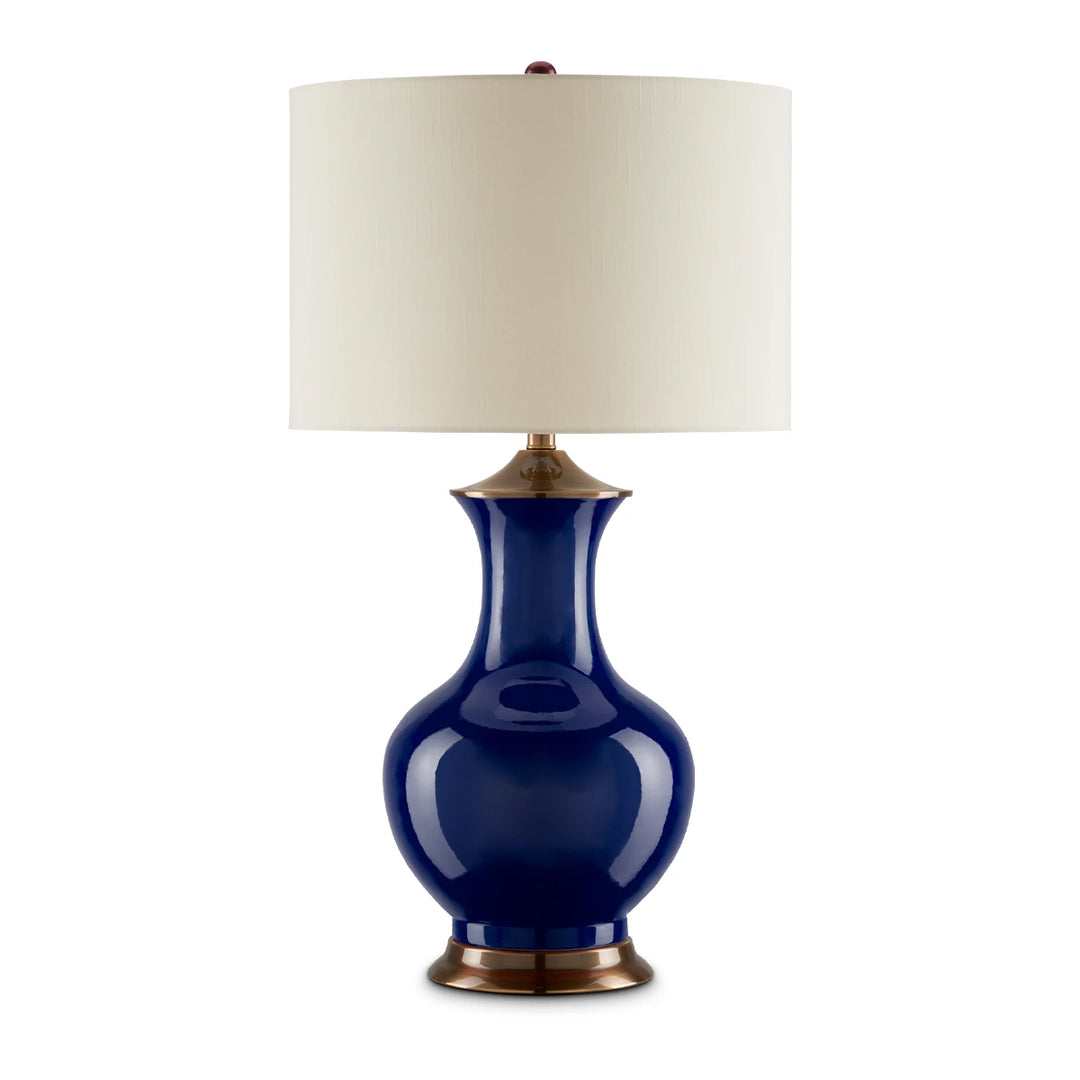 Lilou 1 Table Lamp - Blue & Antique Brass
