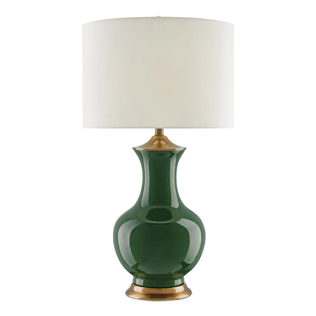Lilou 1 Table Lamp - Green & Antique Brass