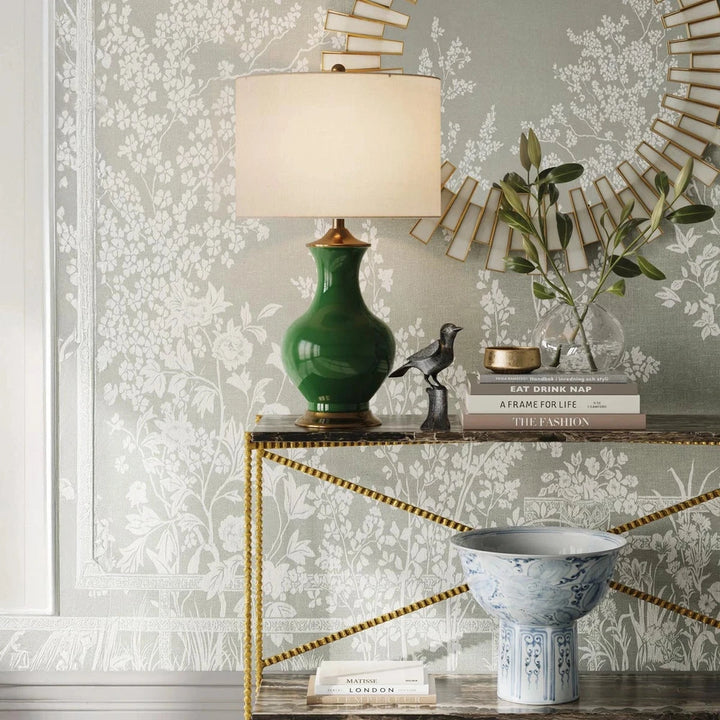 Lilou 1 Table Lamp - Green & Antique Brass