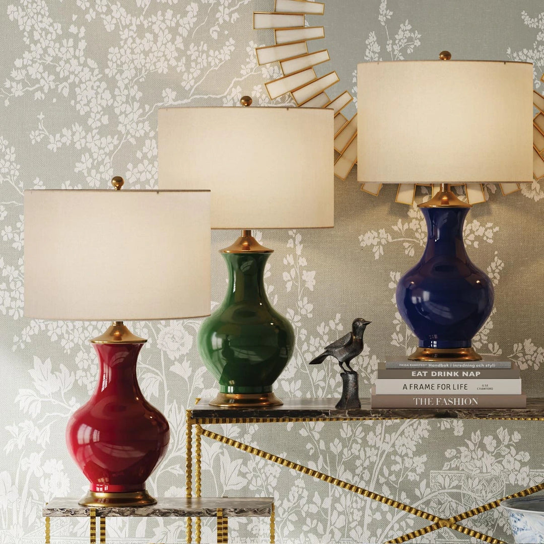 Lilou 1 Table Lamp - Green & Antique Brass