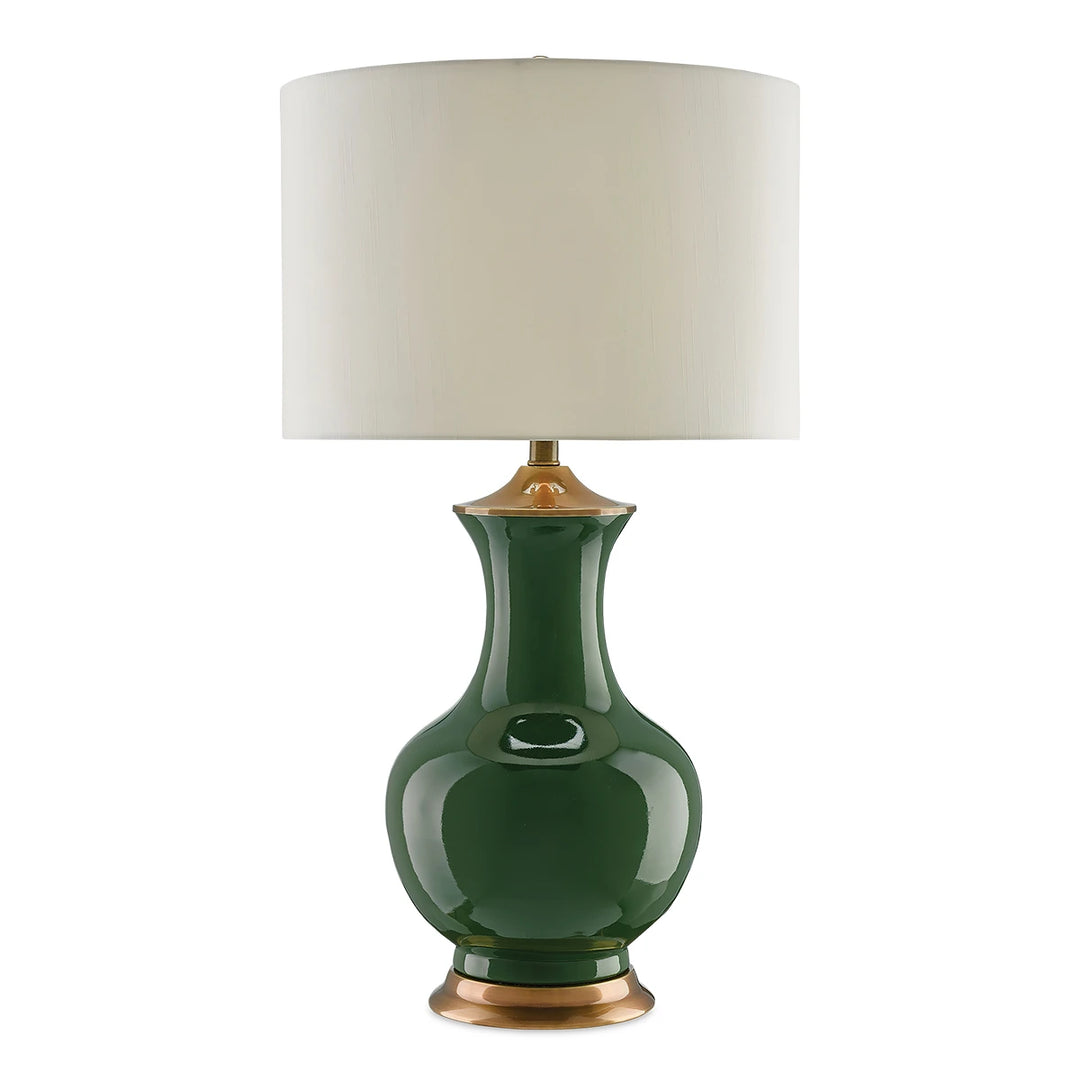 Lilou 1 Table Lamp - Green & Antique Brass