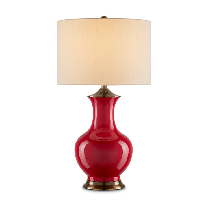 Lilou 1 Table Lamp - Red & Antique Brass