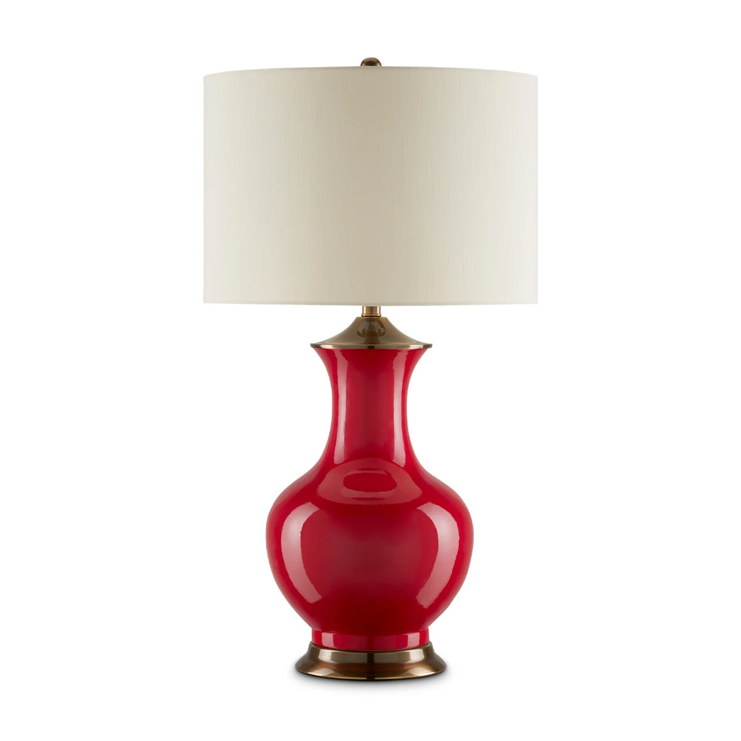 Lilou 1 Table Lamp - Red & Antique Brass