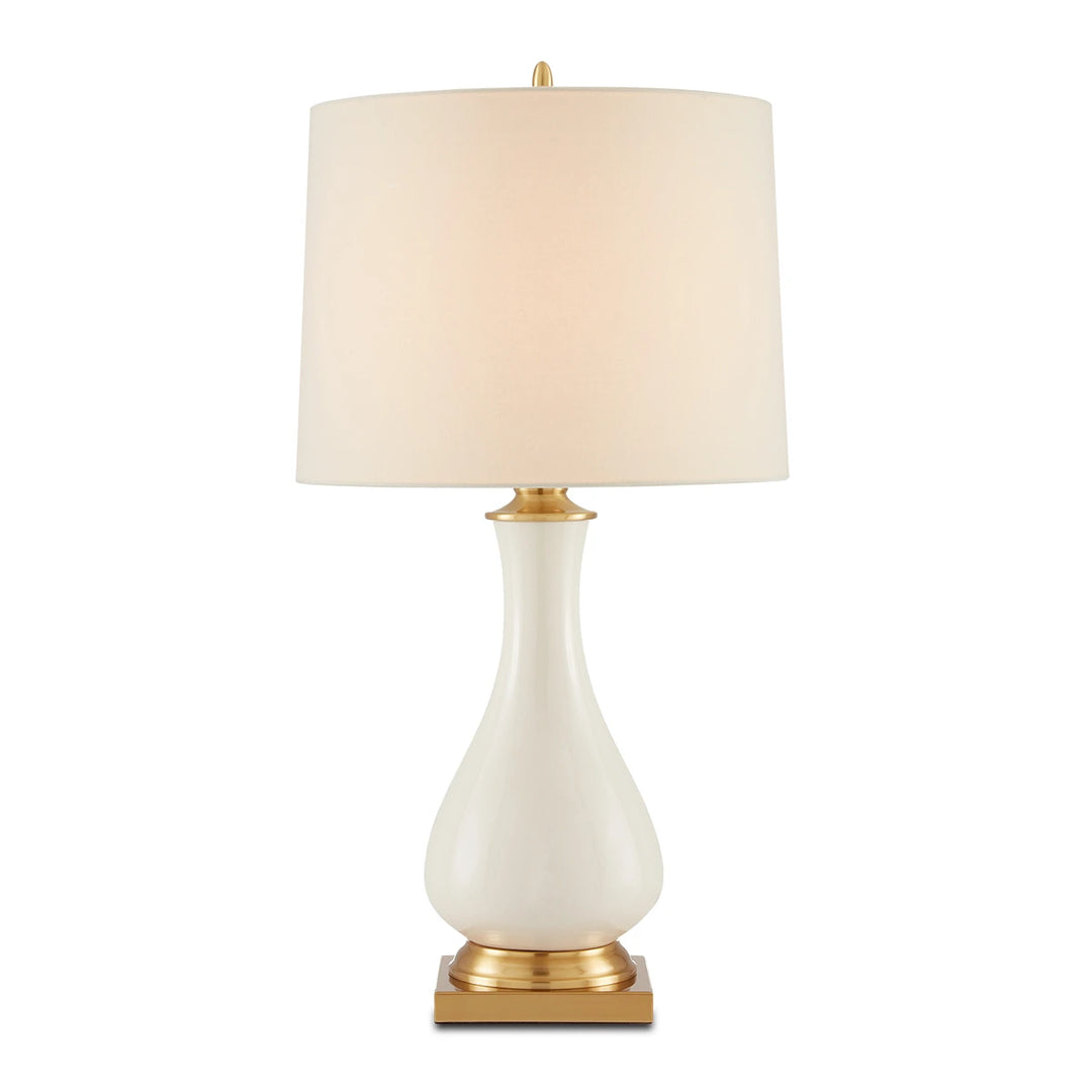 Lynton 1 Table Lamp - Cream Crackle & Brass