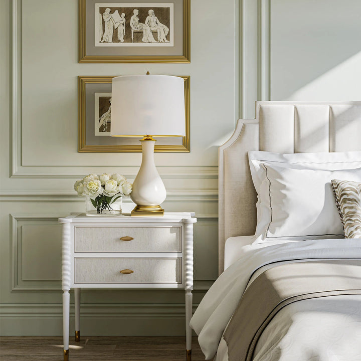 Lynton 1 Table Lamp - Cream Crackle & Brass