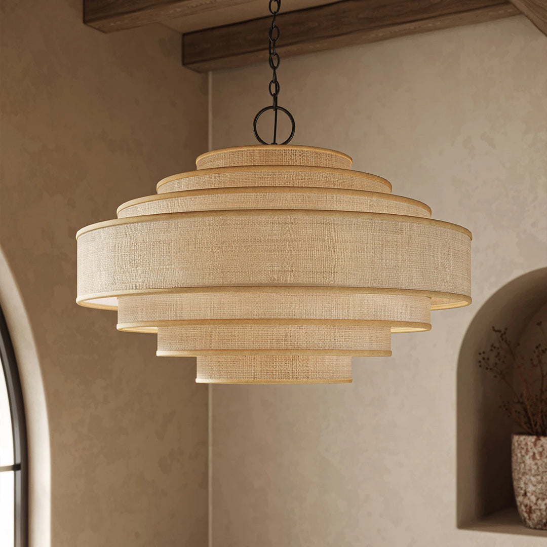Maura 6 Chandelier - Natural & Satin Black