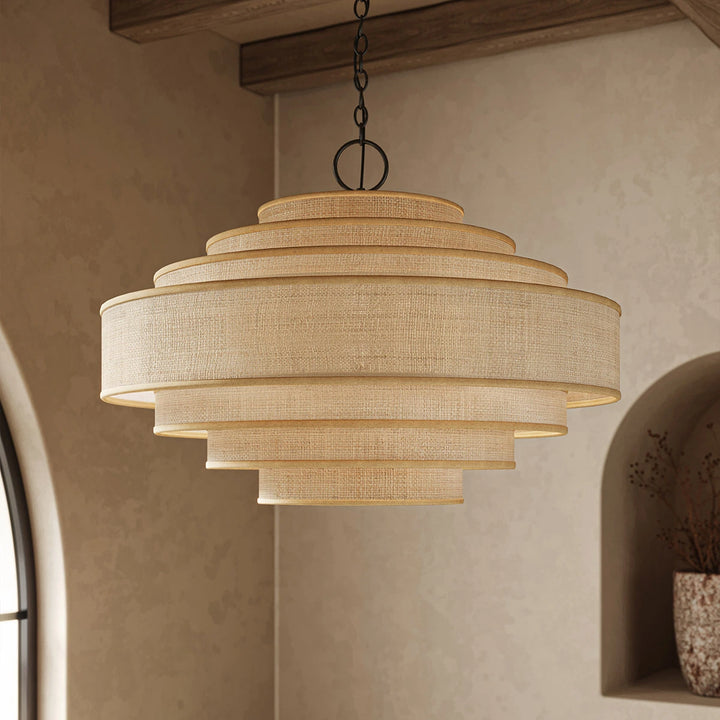 Maura 6 Chandelier - Natural & Satin Black