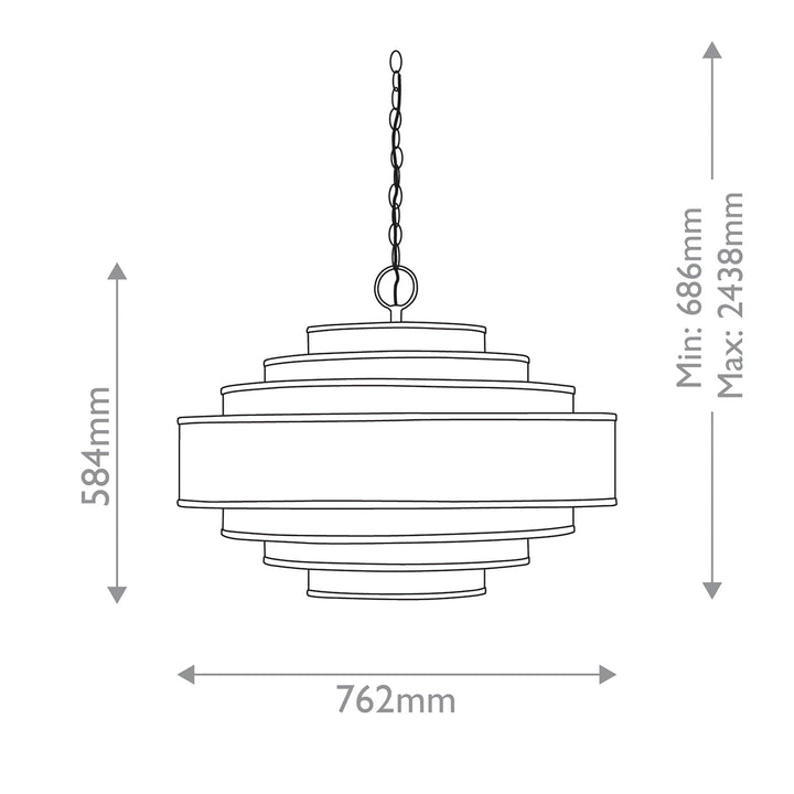 Maura 6 Chandelier - Natural & Satin Black