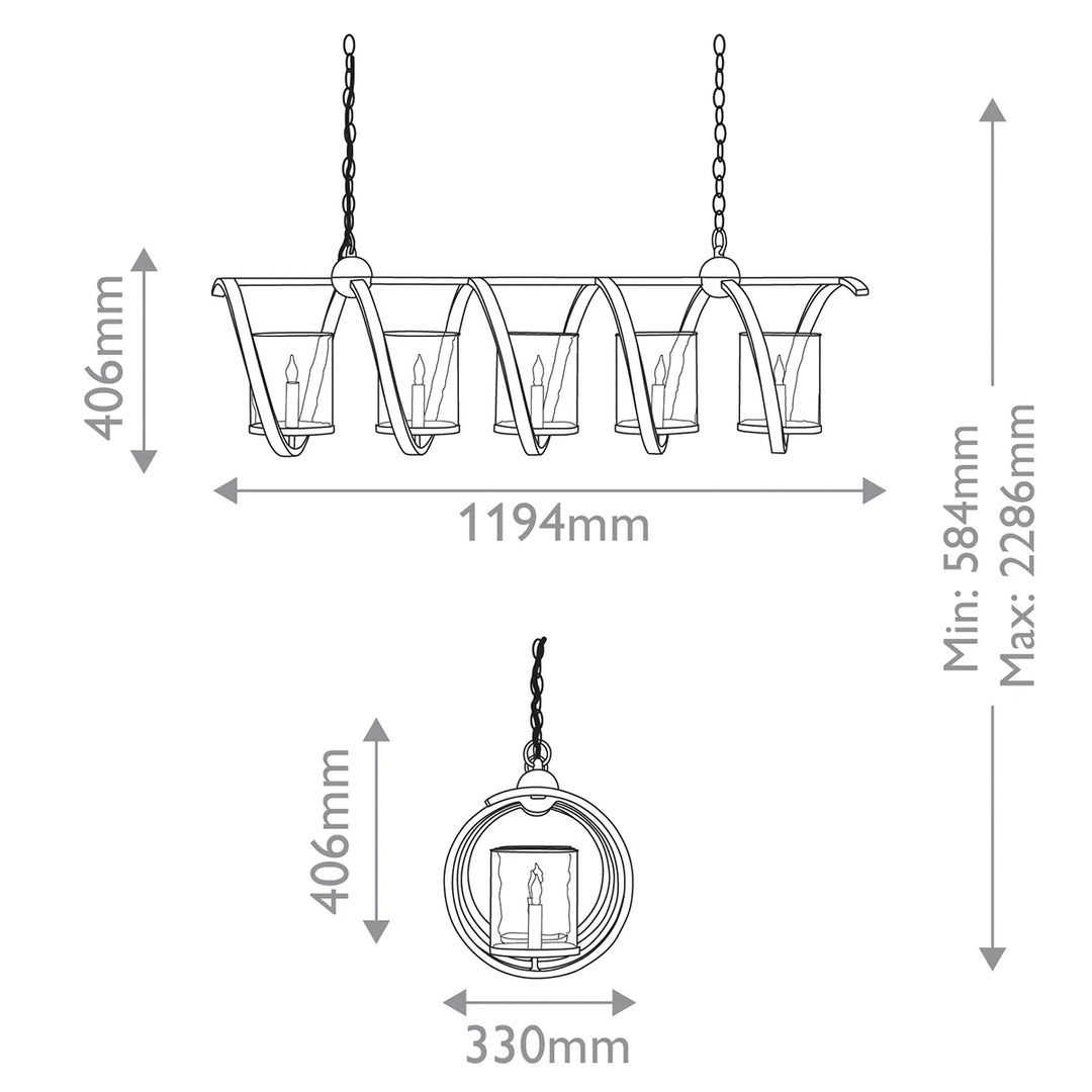 Maximus 5 Medium Chandelier - Pyrite Bronze & Clear