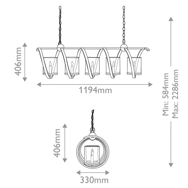 Maximus 5 Medium Chandelier - Pyrite Bronze & Clear