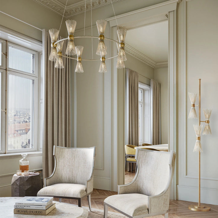 Novatude 16 Chandelier - Contemporary Gold & Silver Leaf