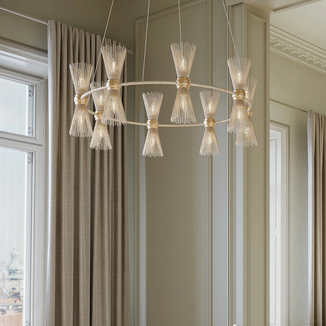 Novatude 16 Chandelier - Contemporary Gold & Silver Leaf