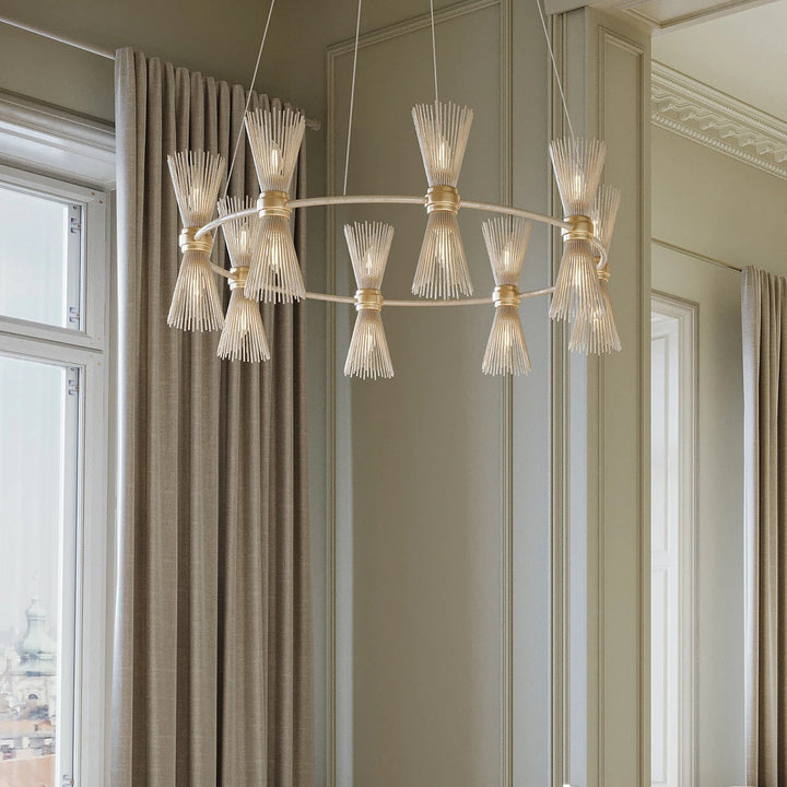 Novatude 16 Chandelier - Contemporary Gold & Silver Leaf