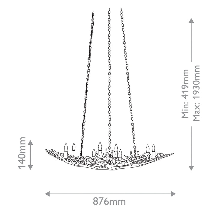 Rainforest 9 Small Chandelier - Rustic Bronze