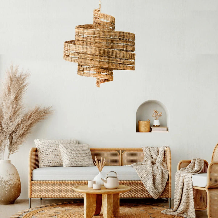 Saisei 5 Medium Chandelier - Rattan