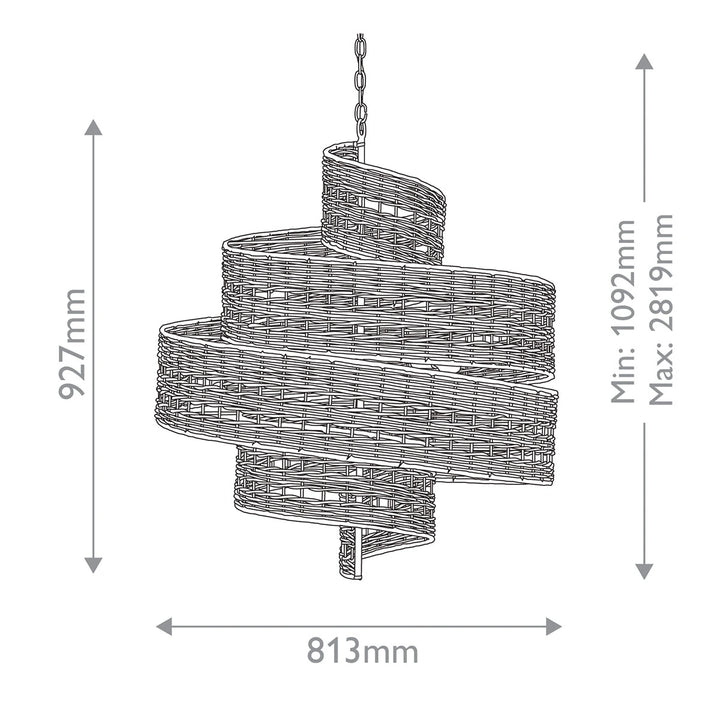 Saisei 5 Medium Chandelier - Rattan