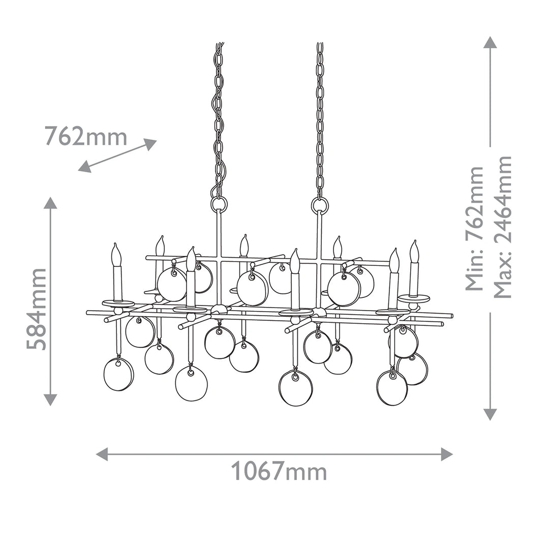 Sethos 8 Rectangular Chandelier - Old Iron