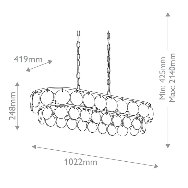 Settat 5 Chandelier - Silver Leaf
