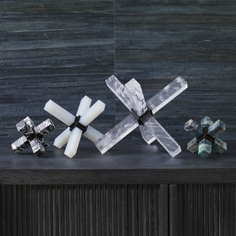 Uttermost Black Label Double Cross Sculpture - Opaline Crystal