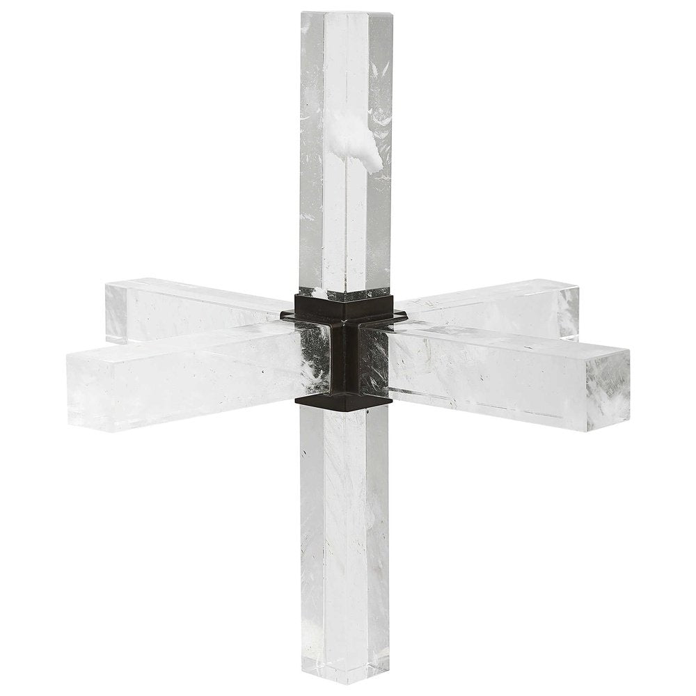 Black Label Double Cross Sculpture - Faux Quartz Crystal Uttermost 3
