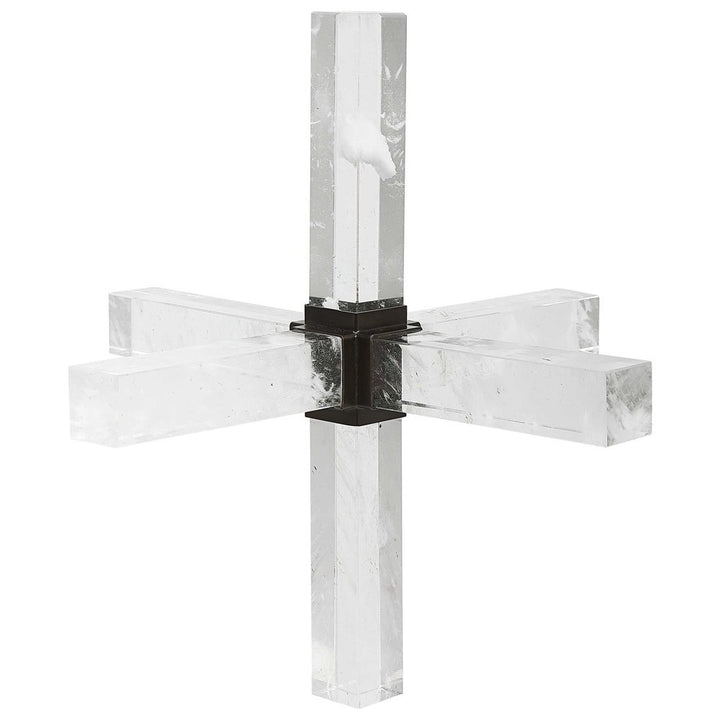 Black Label Double Cross Sculpture - Faux Quartz Crystal Uttermost 3