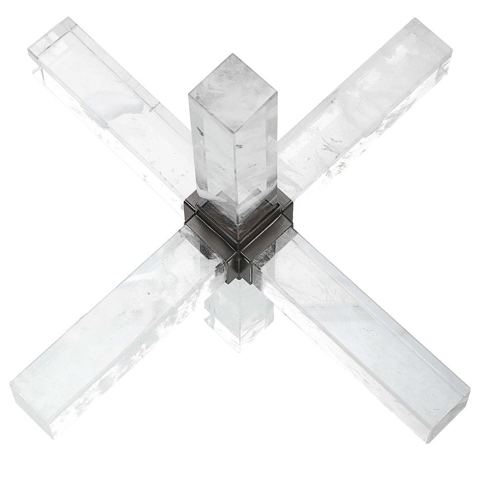Uttermost Black Label Double Cross Sculpture - Faux Quartz Crystal