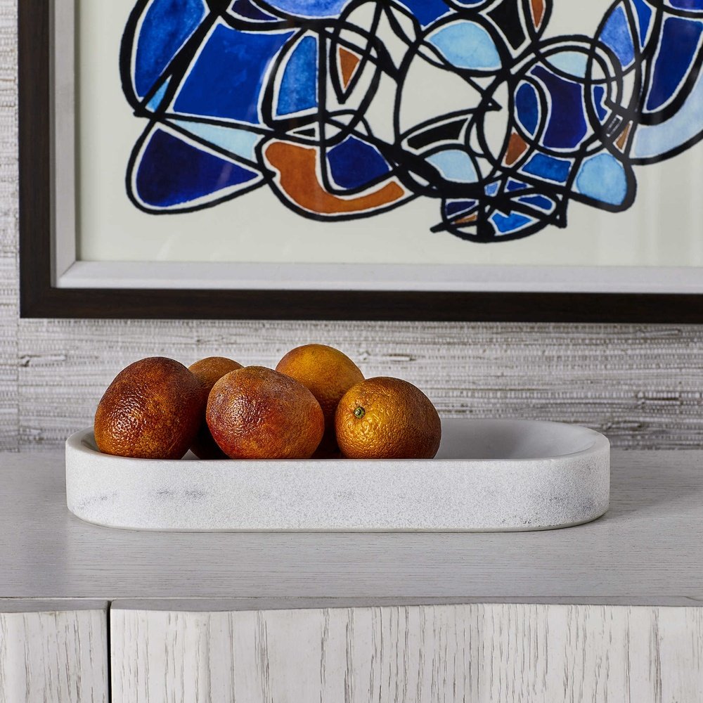 Uttermost Black Label Big Pill Bowl/Tray - White Marble