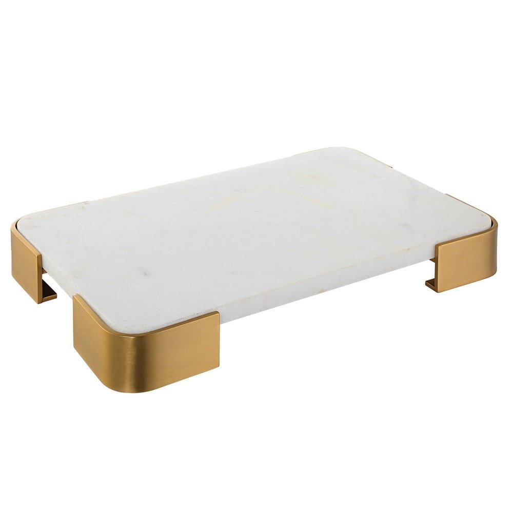 Uttermost Black Label Elevated Tray/Plateau - White Marble Small