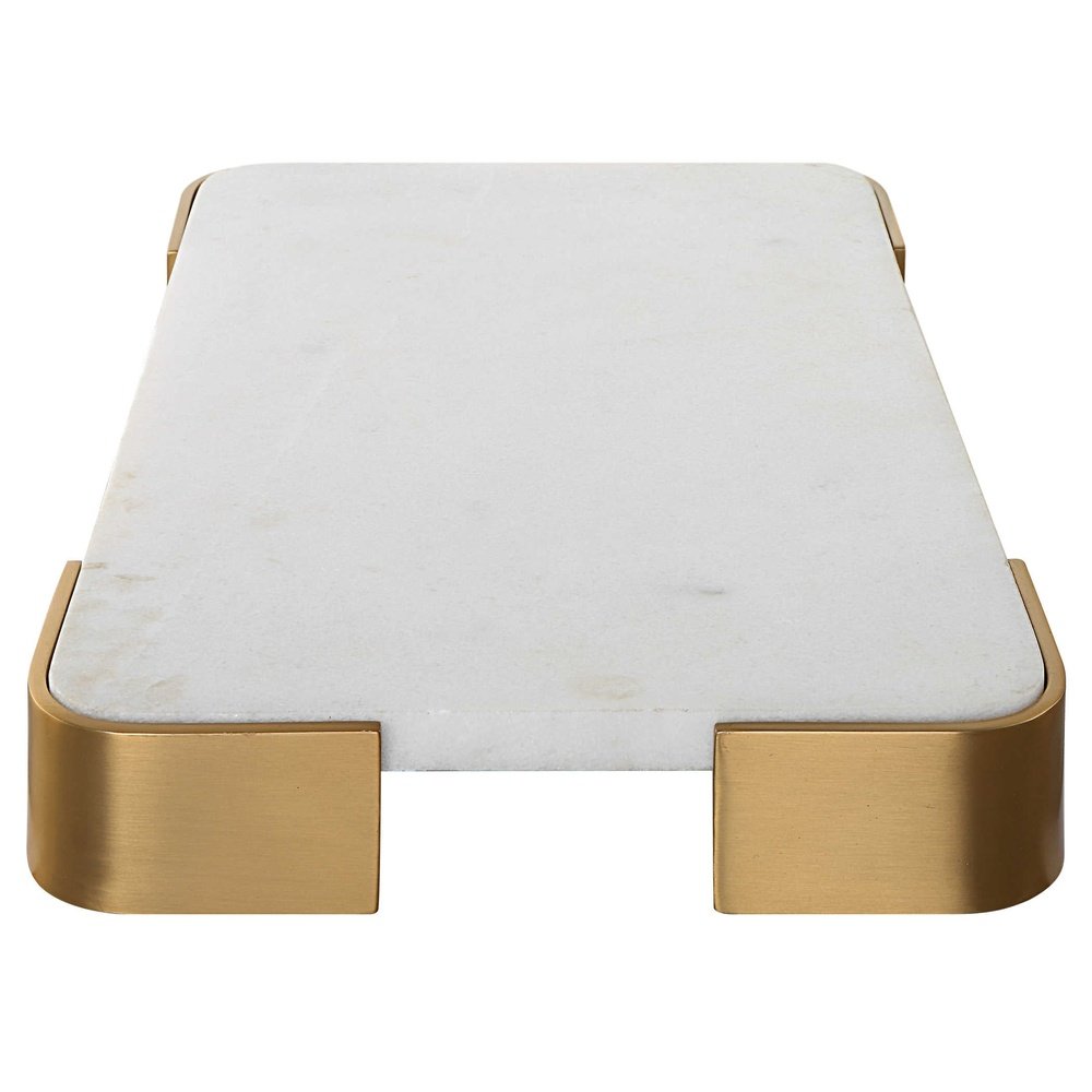 Uttermost Black Label Elevated Tray/Plateau - White Marble Small