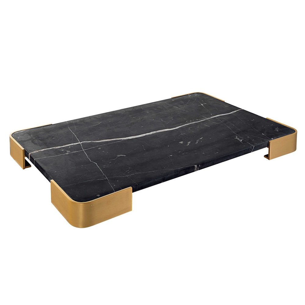 Uttermost Black Label Elevated Tray/Plateau - Black Marble Large