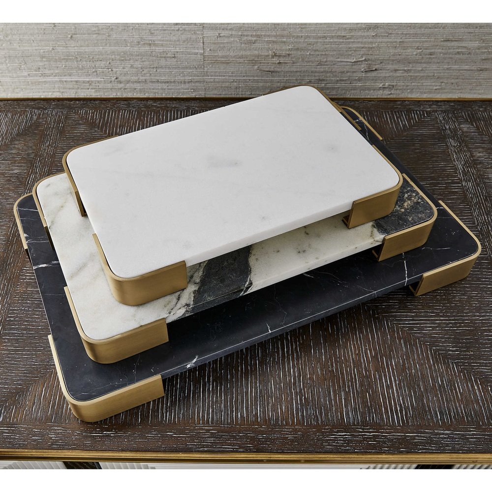 Uttermost Black Label Elevated Tray/Plateau - Panda Marble Medium