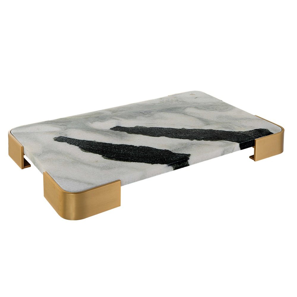 Uttermost Black Label Elevated Tray/Plateau - Panda Marble Medium